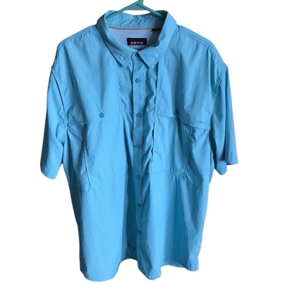 Orvis green men’s button down short sleeve shirt size XL fishing hiking vented